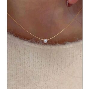 NEW! Anthropologie Delicate Diamond Solitaire Pendant Chain Gold Necklace